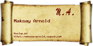 Maksay Arnold névjegykártya